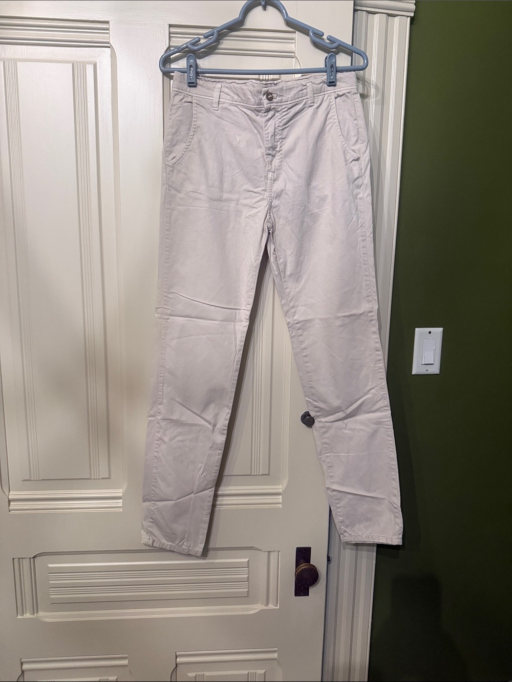 Light Khaki Straight-Leg Cotton Pants